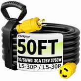 Vockjour 30A generator cord with twist-lock for secure outdoor power.