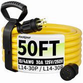 Vockjour 50ft 30A generator cord twist-lock plug for secure outdoor connections.