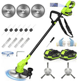 VOERJIA 21V weed wacker front view shows cordless power for quick trimming