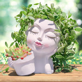 Vomiceak face planter head in white with open top for easy soil and styling