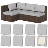 Vorshape stretch-patio-cushion-cover square-large air-grey front view with wrinkle-free fit.