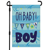 Vorupel Oh Baby It's a Boy garden flag, double-sided for bright outdoor display.