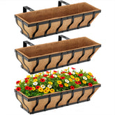 VOXOR railing planter box assembly with sturdy brackets for railing installation