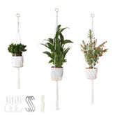Vriysei macrame plant hanger 35-inch in use with a trailing pothos for space-saving display