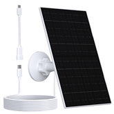 VueBee 7W solar panel powering EufyCam 2C Pro in bright outdoor sun for continuous monitoring.