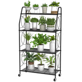 VyGrow 4 Tier Plant Stand with Wheels for compact indoor display