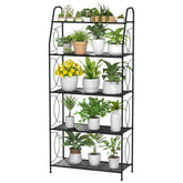 VyGrow 5 Tier Plant Stand side view showing a sturdy metal frame for vertical gardening.