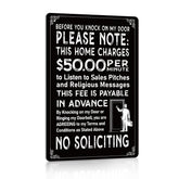 WaaHome No Soliciting Sign on front door with bold 8x12 design deters interruptions