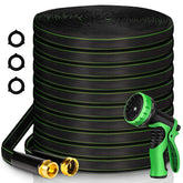 Wabolay garden hose 100ft flat-storage for easy roll-up and tidy outdoor spaces.