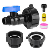 WADEO 3-in-1 IBC tote adapter assembly showing versatile connectivity for irrigation