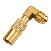 WADEO brass elbow adapter close-up shows durable quick-connect performance