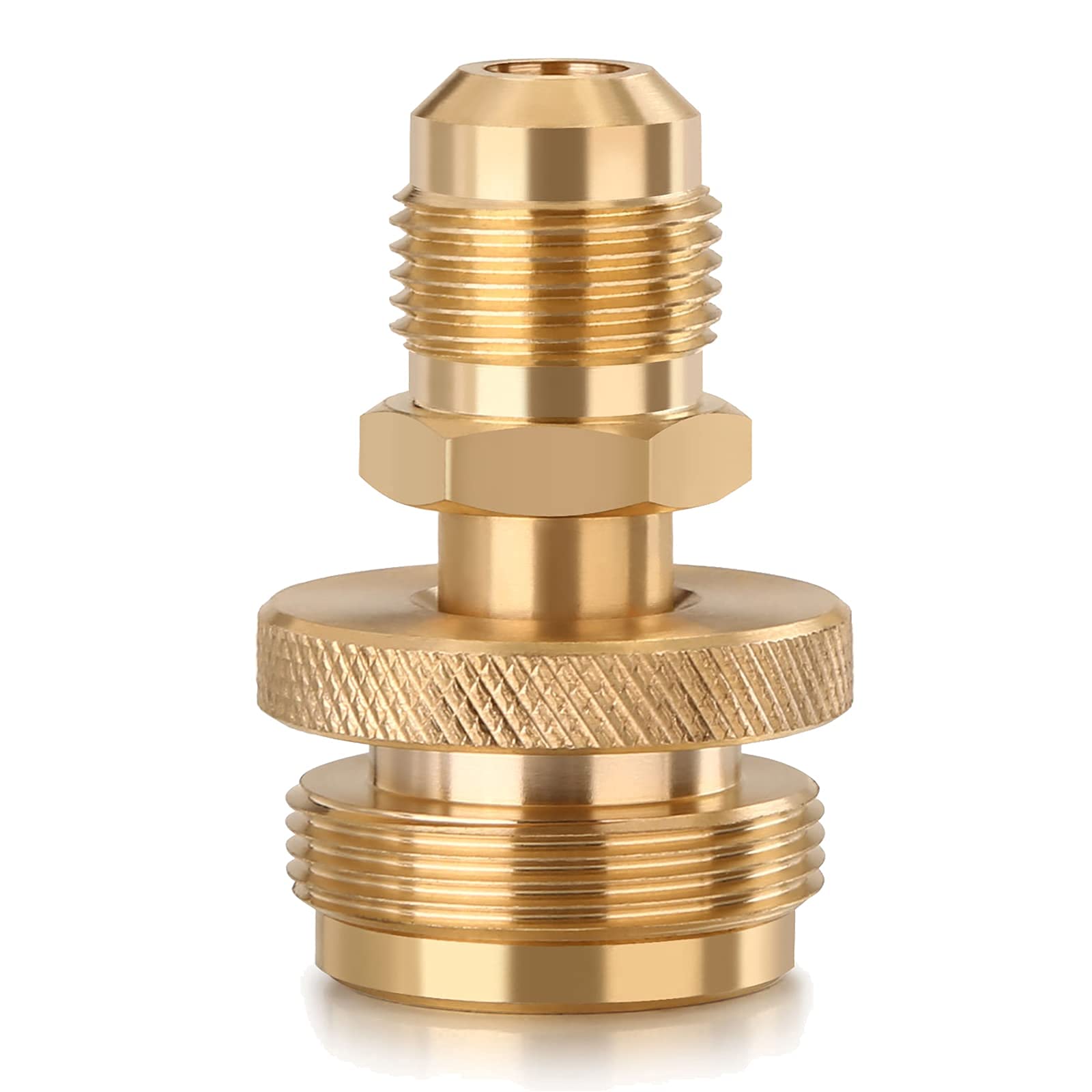 WADEO propane tank adapter with 3-8 flare connection for secure cooking setups.