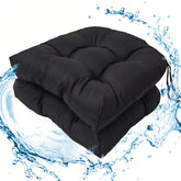 Wadser outdoor tufted round-corner cushion on wicker chair, non-slip and weather-ready