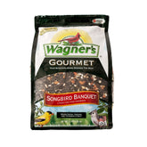 Wagner's Songbird Banquet seed blend in a bowl attracts diverse backyard songbirds.