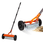 Walensee dethatching roller rake with wheels eases lawn cleanup.