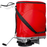 Walensee hand-held seed spreader with 3D frame upright for spill-free filling.