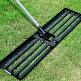 Walensee Lawn Leveling Rake side view shows durable steel construction for efficient yard leveling.