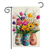Wanpluml tulip-daffodil print flag highlights bright spring colors for outdoor décor.