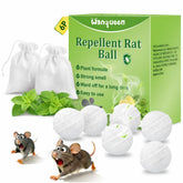 Wanqueen 6-pack rodent repellent balls packaging showing natural peppermint formula for pet-safe home defense