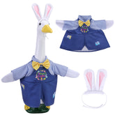 Watayo Easter goose outfit with bunny ears for 23-inch statue enhances porch decor.