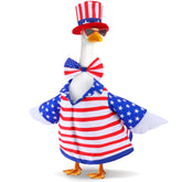 Watayo patriotic goose outfit on a statue enhances outdoor decor.