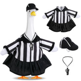Watayo referee goose dress on statue enhances outdoor decor with playful sports vibes