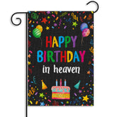 WATINC Happy Birthday in Heaven garden flag with colorful ribbons for grave memorial