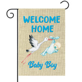 WATINC welcome home baby boy flag burlap 12x18 for outdoor decor