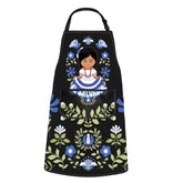 WCGXKO el-salvador-inspired-apron floral design protects clothing during cooking tasks.