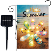 WDGG Hello Summer flip-flop flag with solar LEDs lights your patio at night