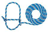 Weaver Livestock braided rope halter in dark blue for gentle, controlled cattle handling.