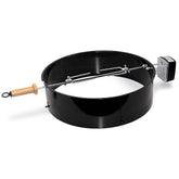 Weber rotisserie kit spit rod for even browning on 22-inch kettles