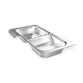 Weber Searwood Wet Smoke Pan on a grill adds moisture for juicier meat.