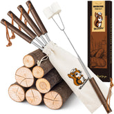 WECURATED marshmallow roasting sticks set of five with premium handles for family campfire roasting