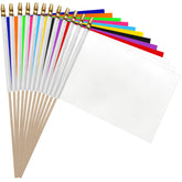 WEITBF solid white flag on a stick, ideal for classroom decor and signaling.