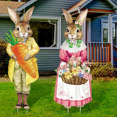 Wenqik Easter bunny yard stake with red decor and LED glow for festive outdoors