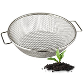 Wenses round soil sifter on a bucket for quick screening outdoors