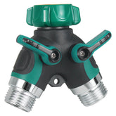 WERJOURU garden hose splitter with 2-way heavy-duty body for durable outdoor watering.