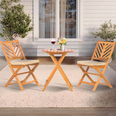 Werph 3-piece acacia wood patio set with foldable table for space-saving balconies.