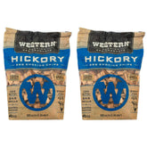 Western BBQ Hickory wood chips, 180 cu in, 2-pack, front view for smoky flavor.
