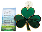 Westmon Works shamrock sun catcher 4inch gleams in sunlight for a bright window display