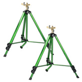 Wexo Palindrog impact sprinkler on a sturdy tripod base provides even lawn irrigation.