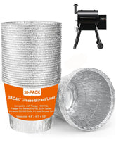 Whaleme BAC407 grease bucket liner pack-30 for easy grill cleanup.