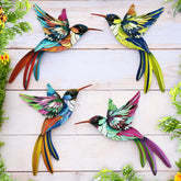 WHBIMGOOO hummingbird wall art 4-pack adds vibrant garden color to outdoor fences.