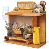WHEARTED Hanging Squirrel Feeder on wooden table attracts backyard wildlife.