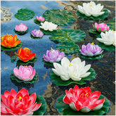 WhistenFla artificial lily pads float gracefully for long lasting pond decor