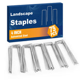 Whonline 75-pack galvanized stakes top view securing turf and barrier