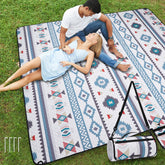 Wickerland extra-large navy picnic blanket top view for grass and beach comfort