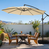 Wikiwiki 10ft patio umbrella offset with base included for stable shade by poolside or garden.
