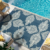 WikiWiki outdoor rug with blue beige pattern suitable for patios and beaches